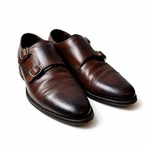 SUITSUPPLY Cap Toe Monk Strap Leather Dress Shoes Sz 7 Chocolate Brown Classic